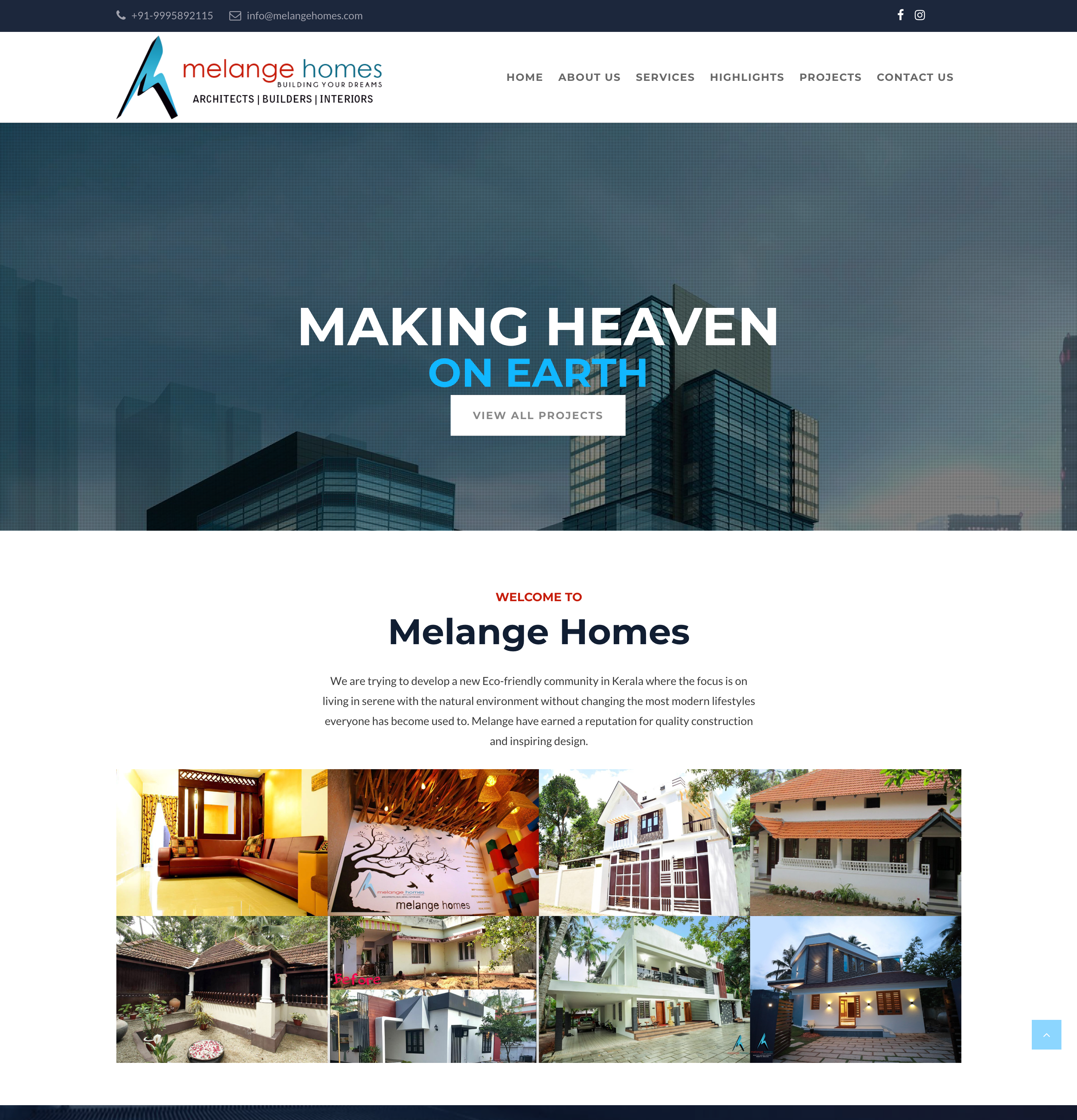 Melange Homes Website Showcase